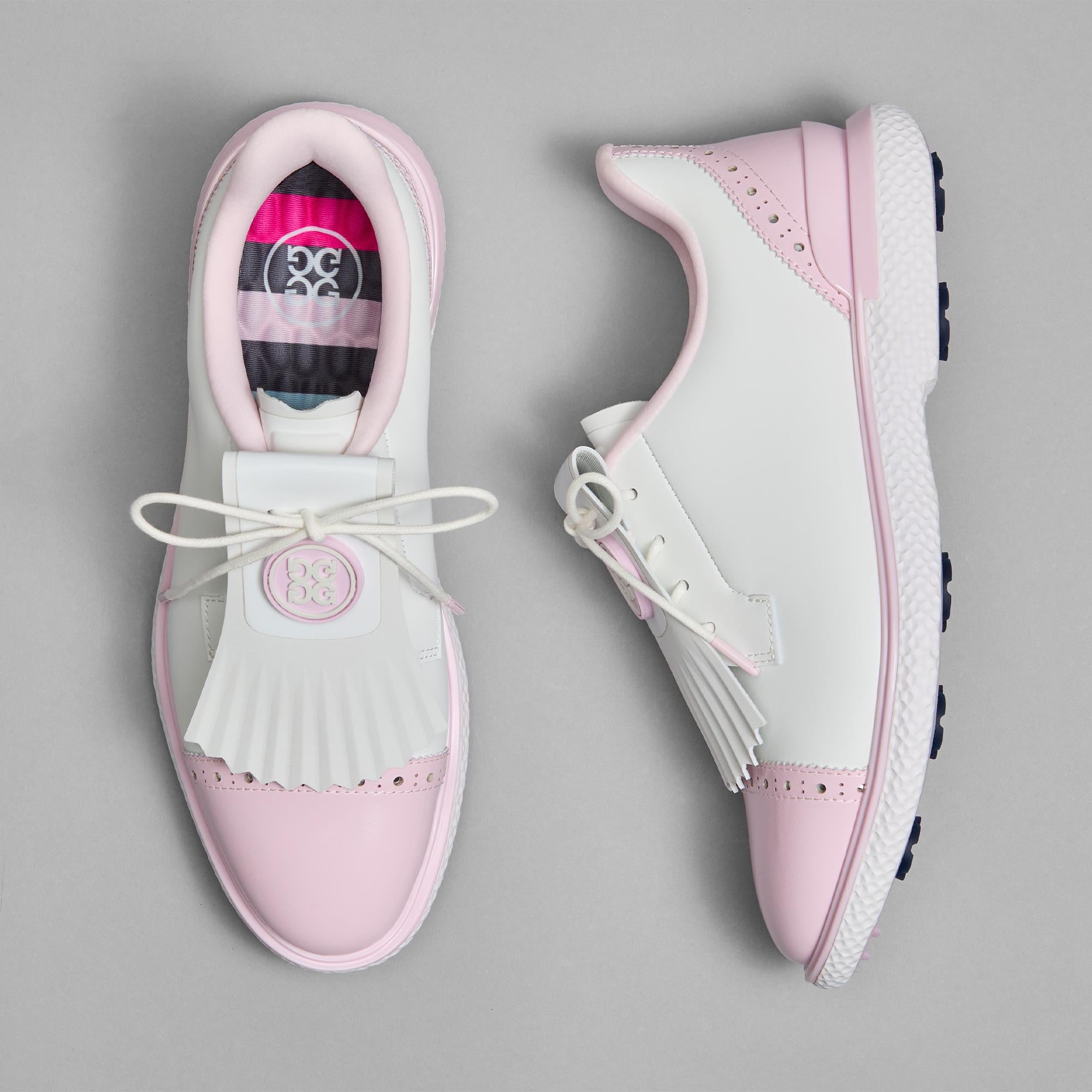 G/FORE Gallivan2r Brogue Cap Toe Kiltie Ladies Golf Shoes Snow/Blush